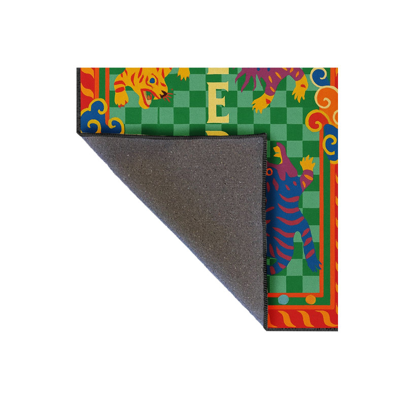 Tapis vert tissé à motif décoratif lavable Mosso, 3'11" x 5'11"