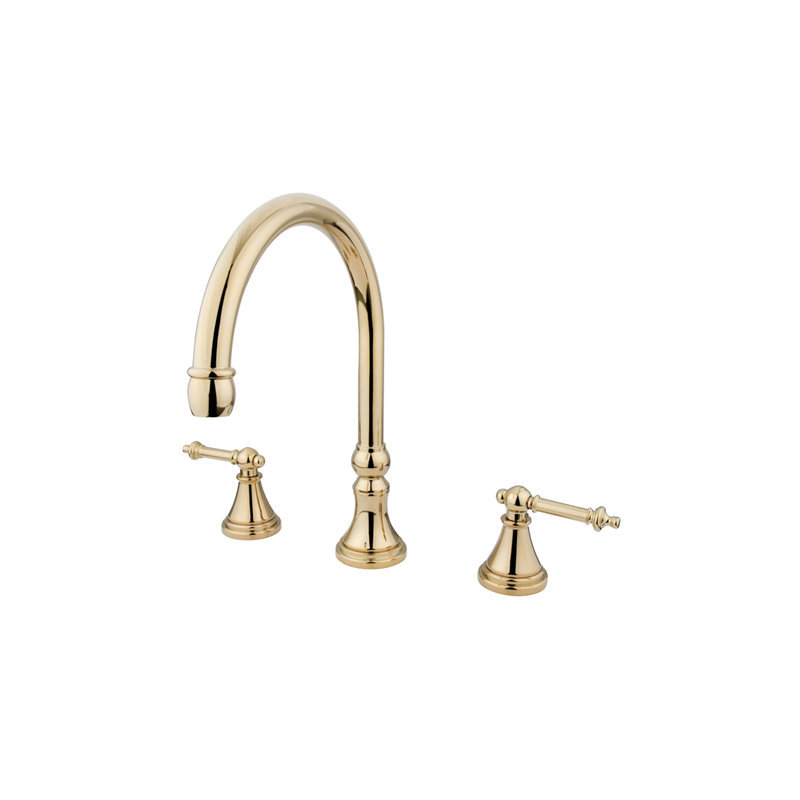 Templeton Double Handle Deck Mounted Roman Tub Faucet, Polished Brass