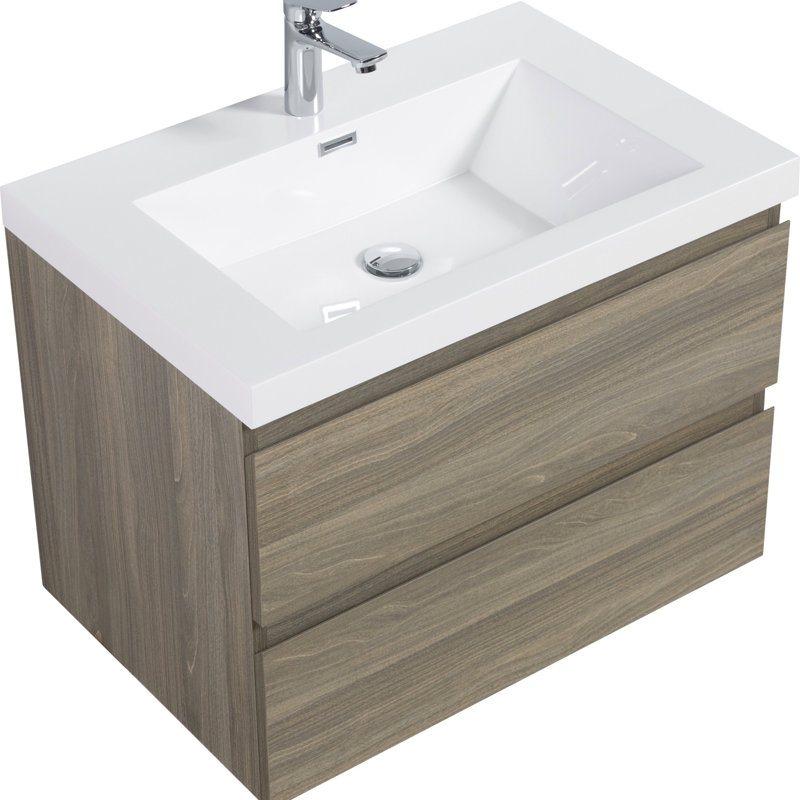Meuble-lavabo pour la salle de bain à fixation murale, Gris