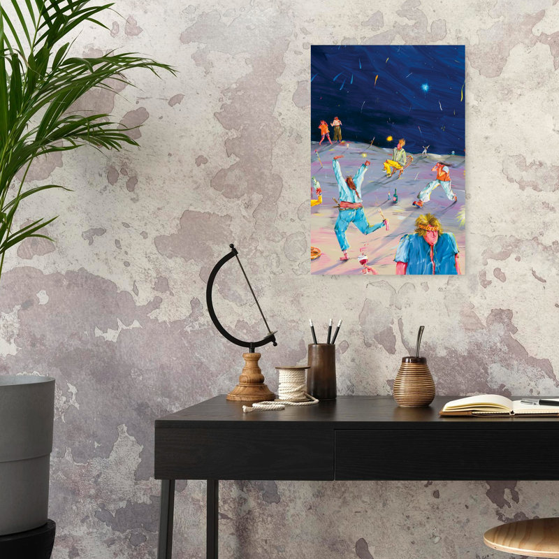 Starry Desert Party Colorful Vibrant Abstract Landscape Nature, art mural, 24" H x 16" W