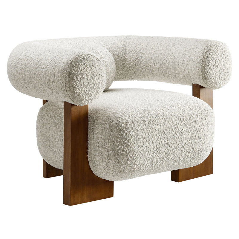 Jace Boucle Accent Chair In Pearl