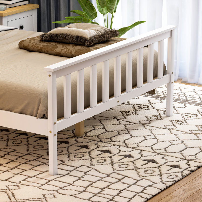 Solid Wood Bed, Double (4'6), White