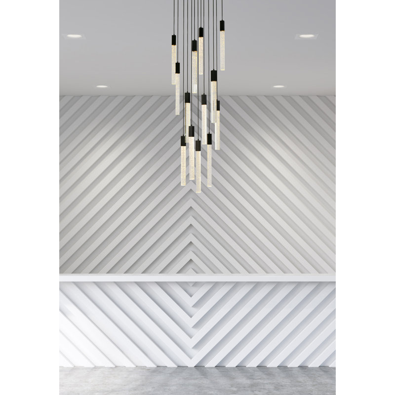 Luminaire suspendu rectangulaire à 13 lumières Aliha, Noir
