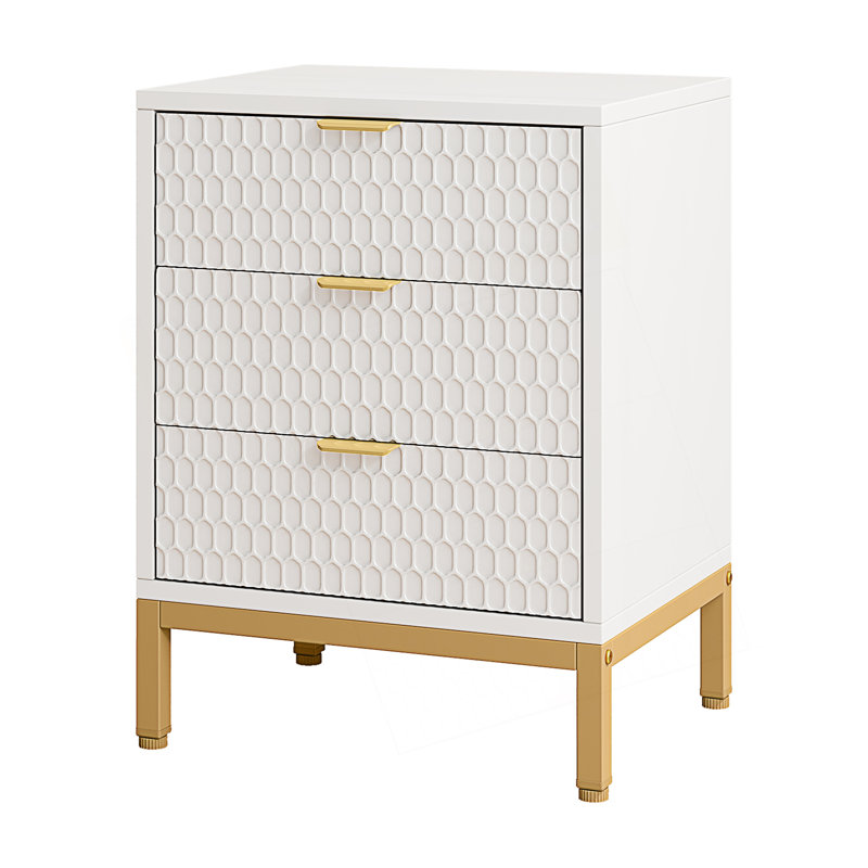 Modern 3-Drawer Nightstand, Bedside Table With Storage