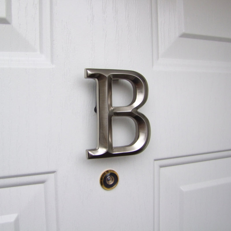 Heurtoir de porte lettre monogramme, Nickel, B