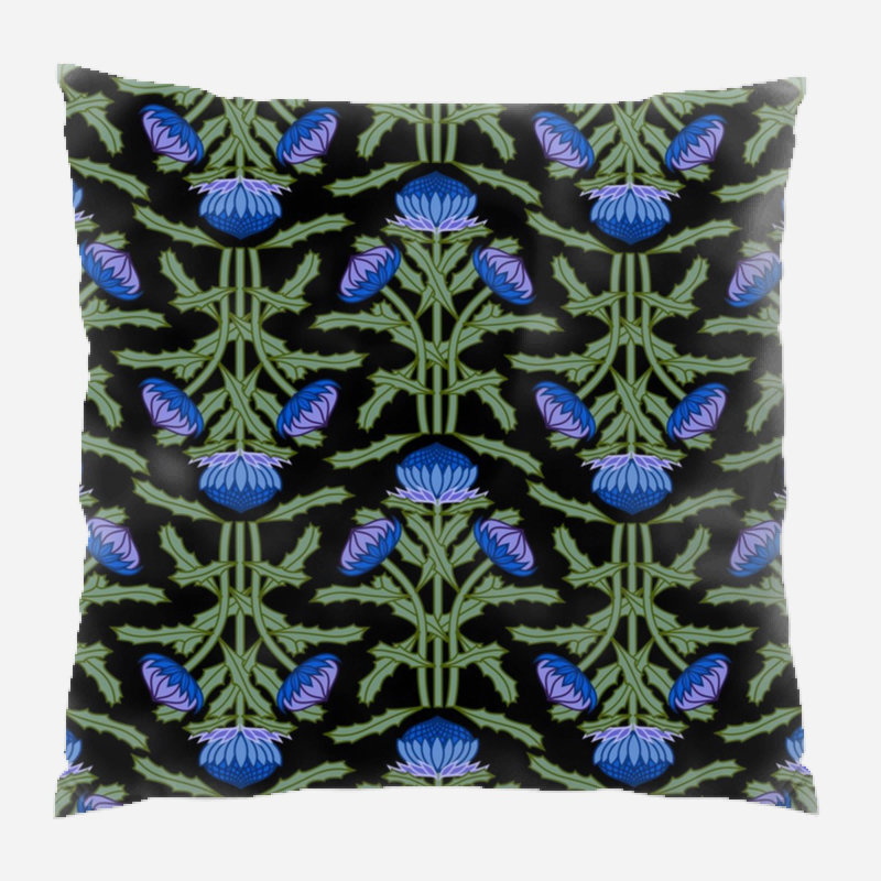  Pattern Throw Pillow, Black/Green, Indoor