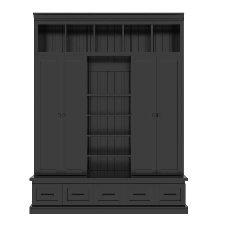 Arbre d'entrée U-Can 78,7 pi avec banc et 5 casiers de rangement, Noir