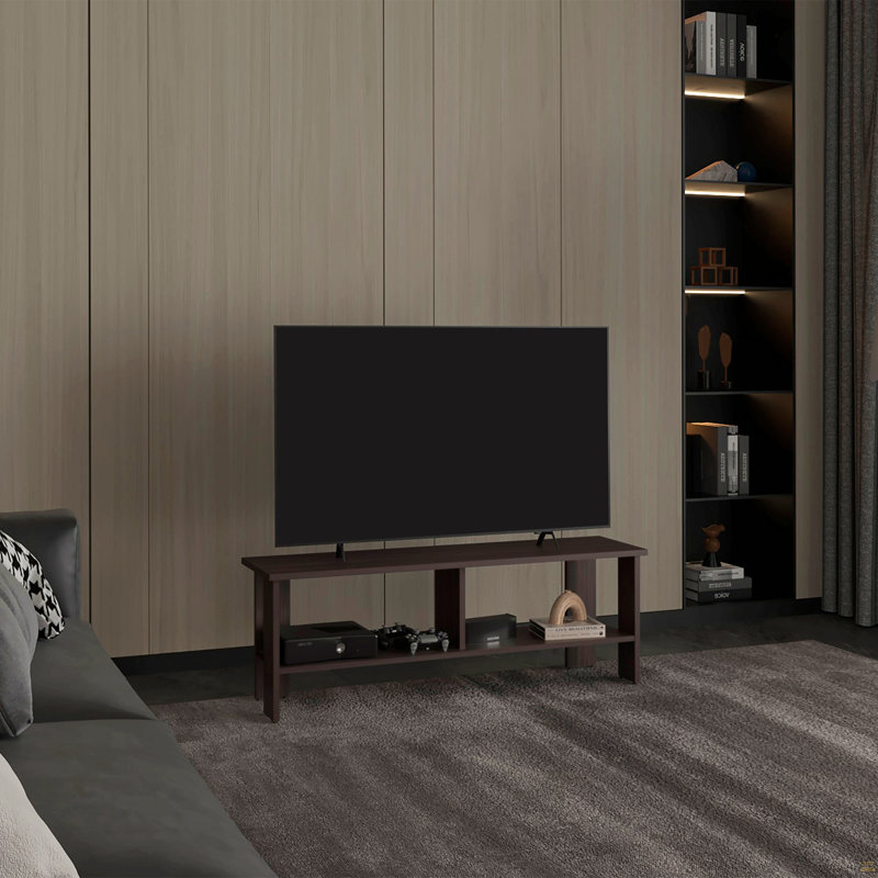47" Wide Tv Stand  With Two Shelves, Dark Walnut