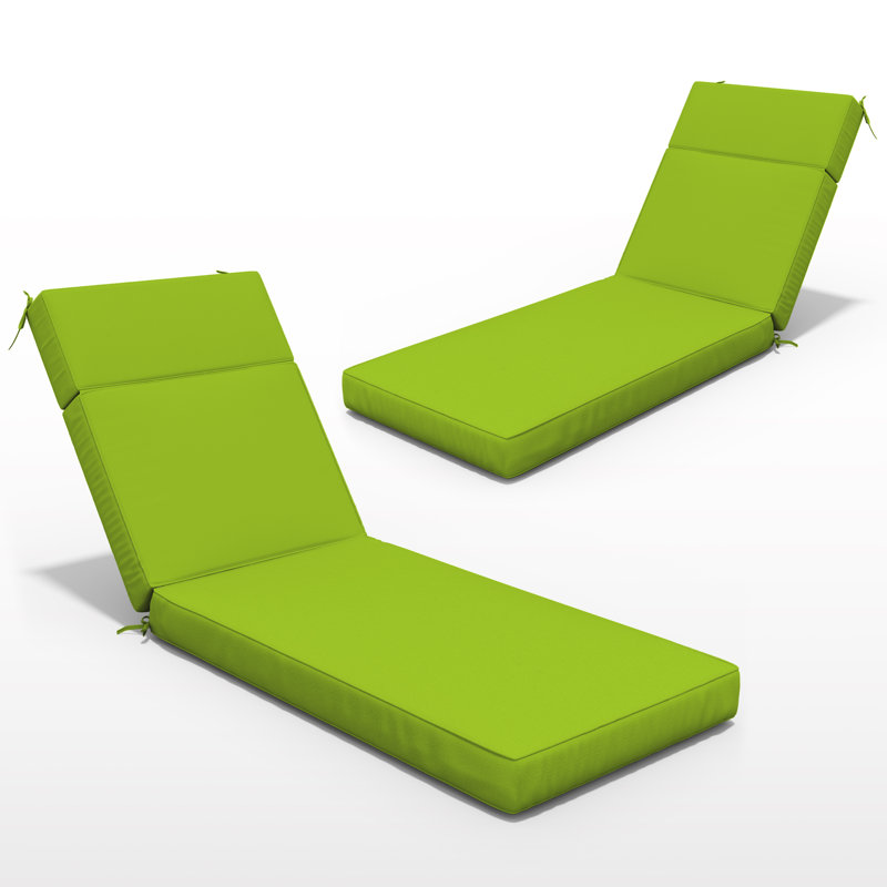 Outdoor 4'' Chaise Lounge Cushions Lounge Chair Cushions (Cushions Only), Grass Green, 2, 26" W x 80" D