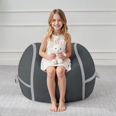 Bean Bag Chair - Dusty Grey & Light Grey - 2FT, Memory Foam Filling, Small Size, Portable Handle, Comfy Sofa For Living Room, Bedroom, And Reading Room