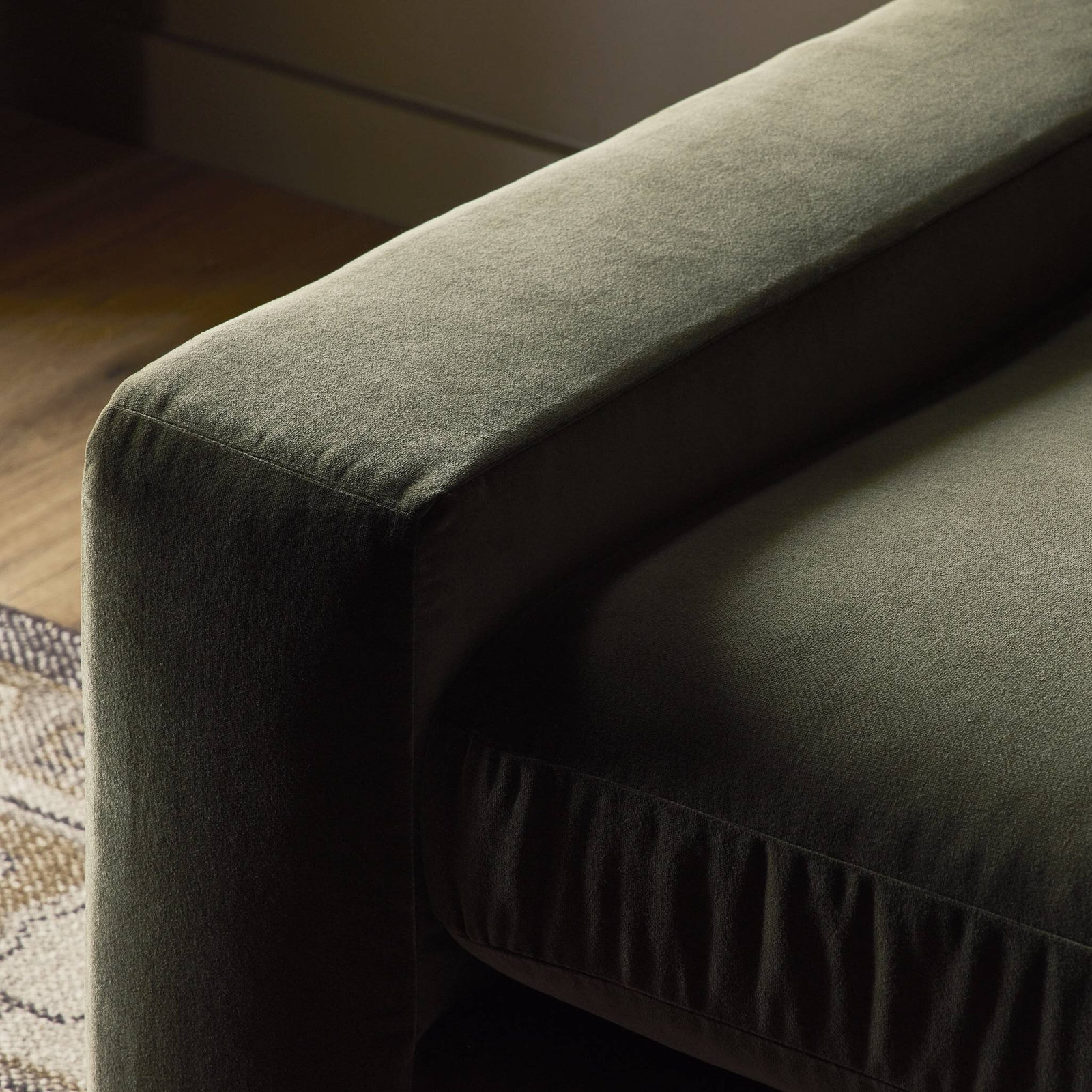 Liv 100" Sofa, 33" H x 89" W x 41" D, Surrey Olive