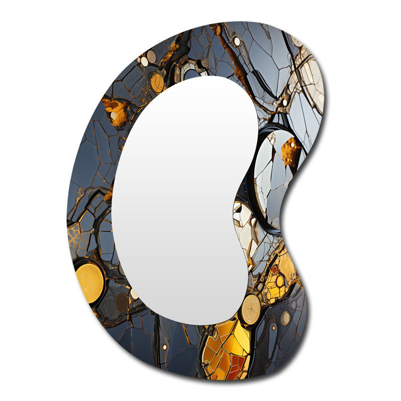 Grand miroir mural en marbre jaune et noir Elegance I - Abstract, 39 po x 28 po