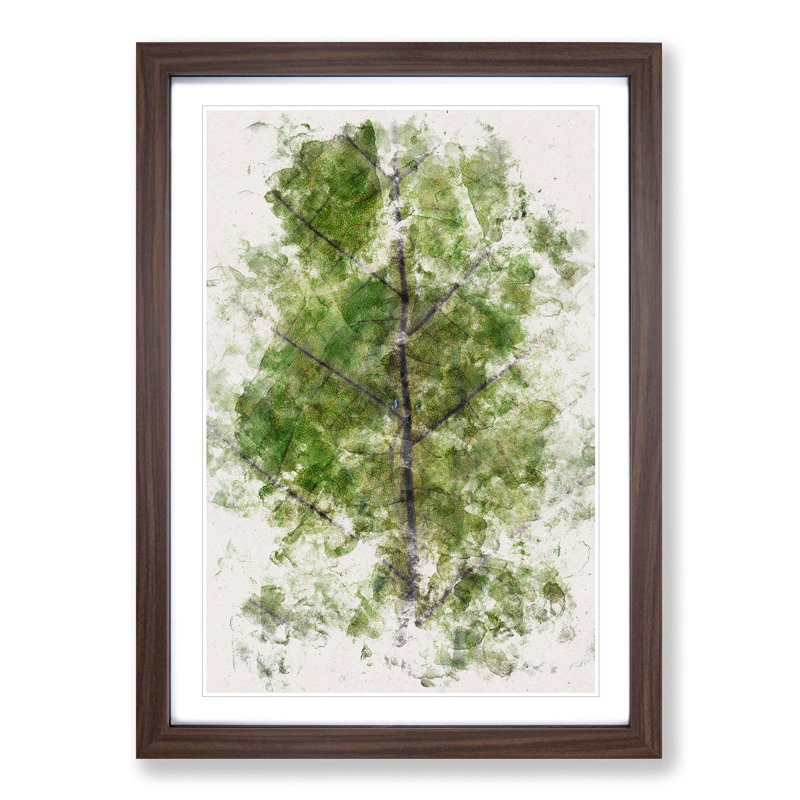 Leaf Lines - Picture Frame Painting Print, Walnut Framed, 87cm H x 62cm W x 2cm D