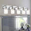 Luminaire de salle de bain au-dessus d'un miroir avec abat-jour en verre transparent, luminaire mural noir à 5 lumières pour le couloir de la cuisine de la chambre à coucher, base E26.-322562949