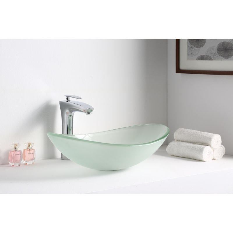 Lavabo de salle de bain vasque ovale en verre trempé mat Craft
