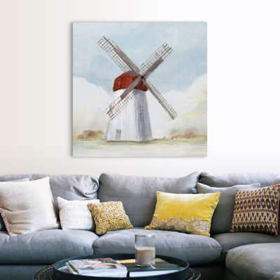 " Red Windmill I " by Isabelle Z Painting Print