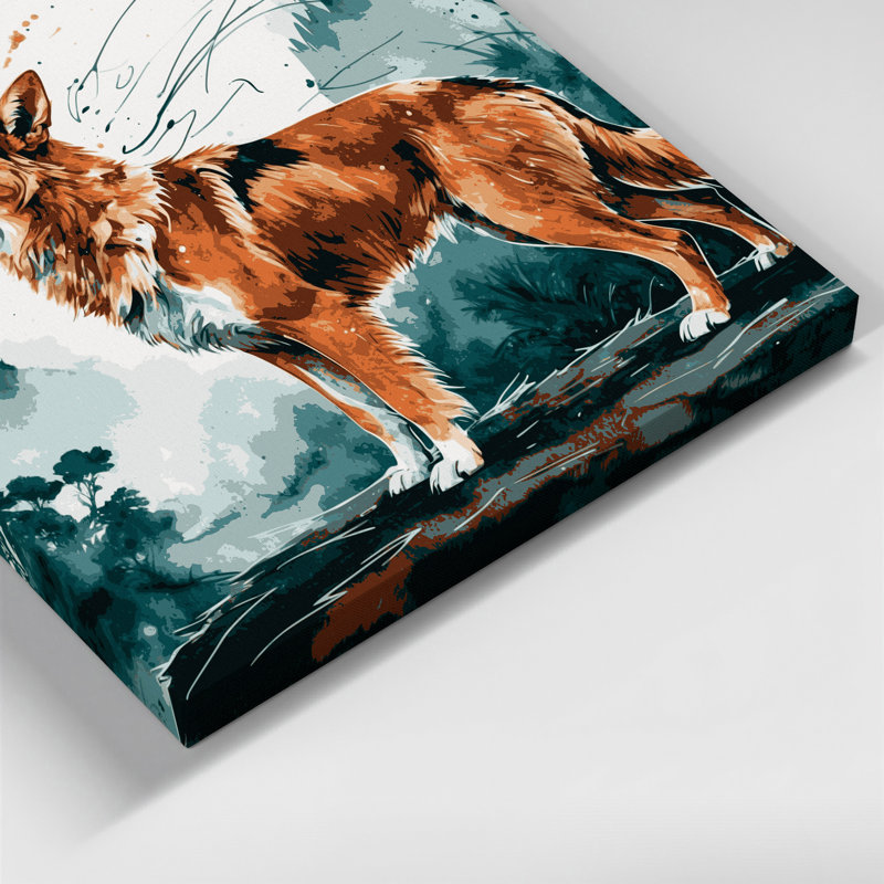 Chiens, Nouvelle-Guinée, chien chantant, art mural sur toile grise, H 16 po x l 16 po