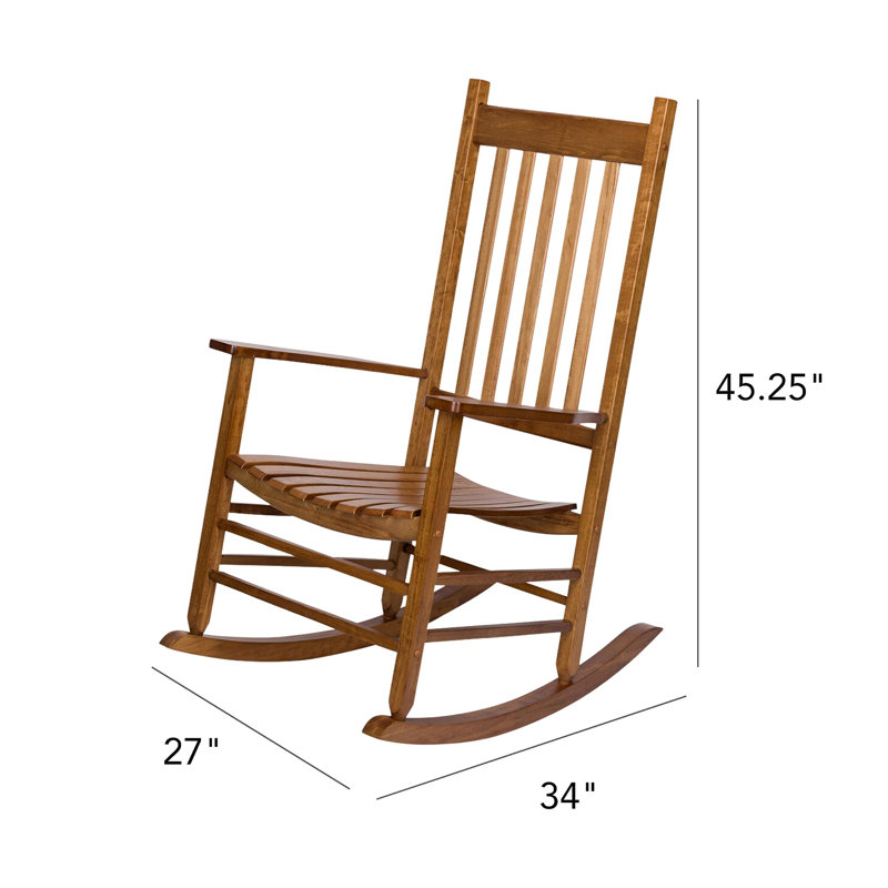 Chaise berçante en bois à haut dossier, Chêne clair