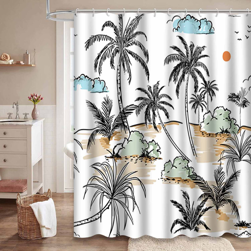 Rideau de douche imperméable PalmS, L 72 po x l 78 po