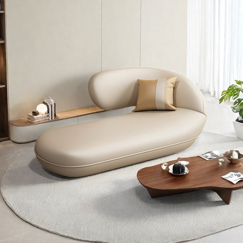 Fauteuil inclinable en similicuir léger et luxueux, Orienté à droite, Beige