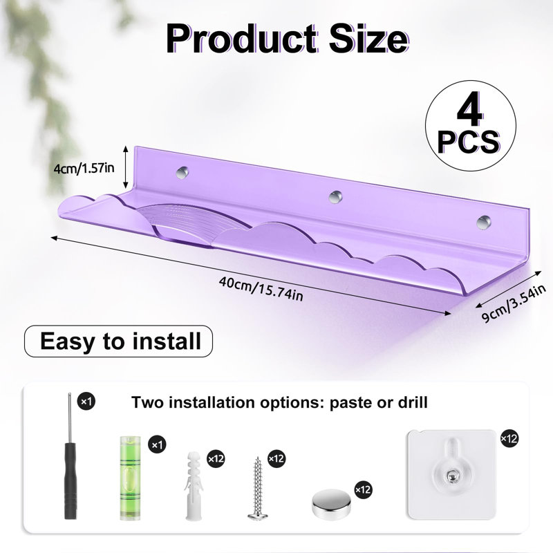 Rozann Floating Shelf, Purple