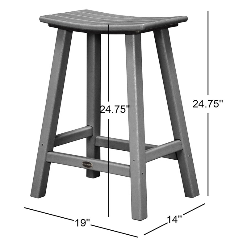 Tabouret de bar de jardin POLYWOOD, Gris ardoise, H 24,75 po