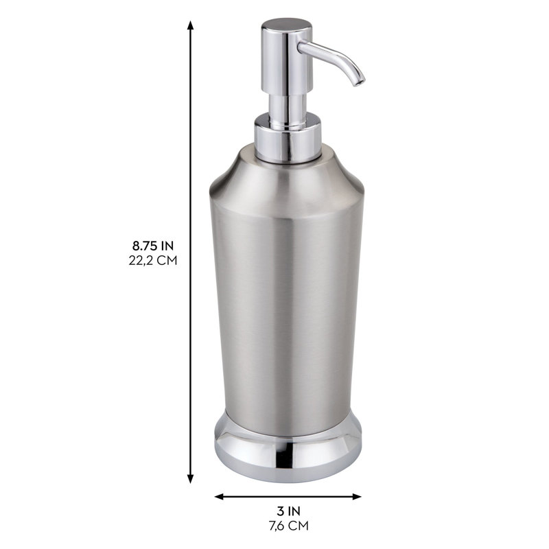 iDesign Stainless Refillable Steel Hand Soap Dispenser, Brushed & Chrome Split Finish