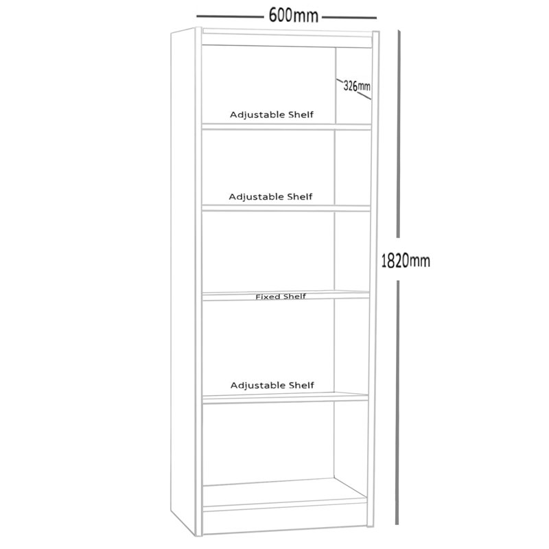 Brendaliz 182cm H x 60cm W Standard Bookcase, Black Havana