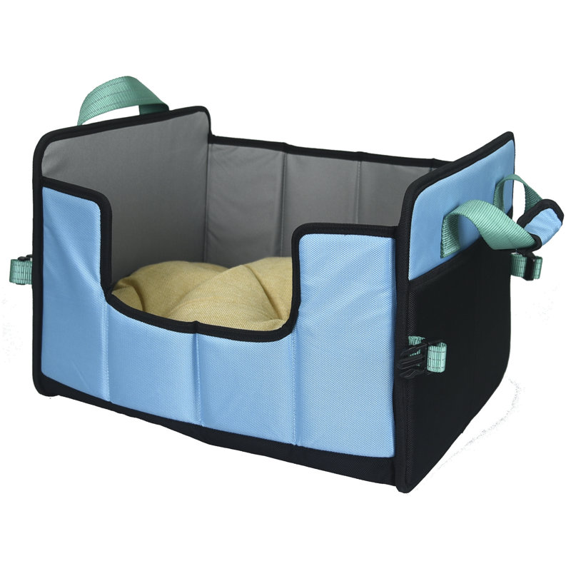 Small Blue Folding Travel Pet Bed with Nylon Handle