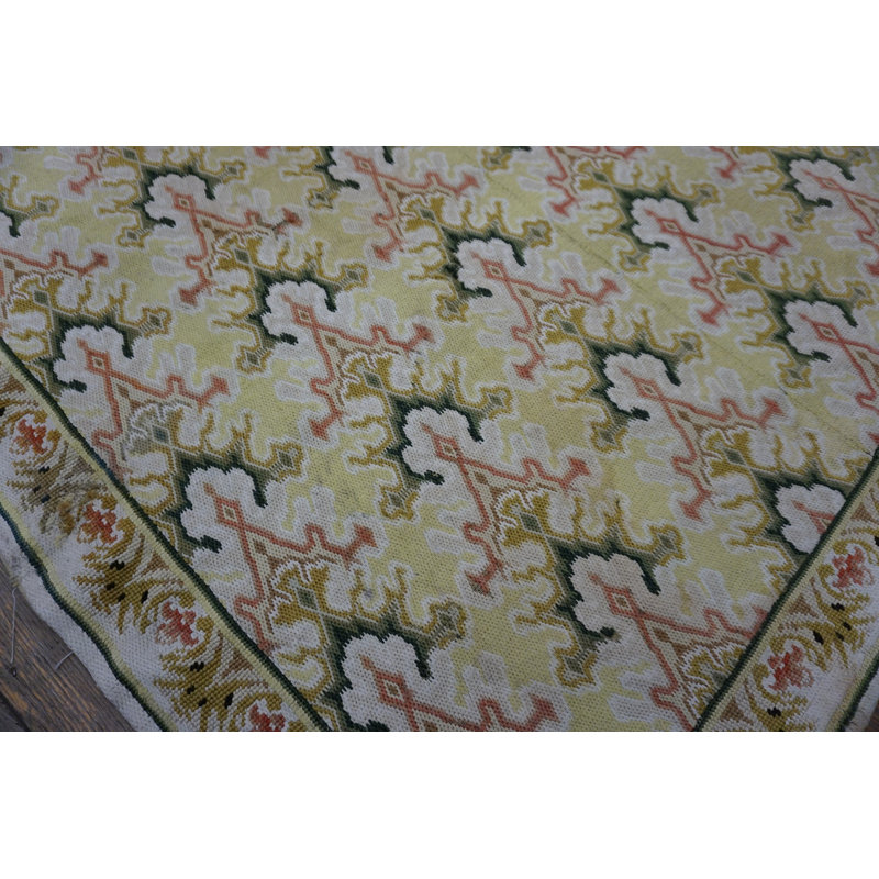 Antique Needlepoint French Allover Flat Weave Rug