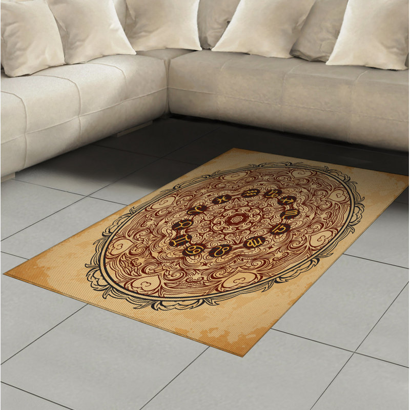 Tapis décoratif brun clair à haute densité en fibres de polyester, Rectangle— 4 pi x 5 pi 8 po