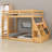 Bunk Bed with APP-Controlled 7-Color LED Lights, USB Ports, Shelves and 2  Drawers-1811547222