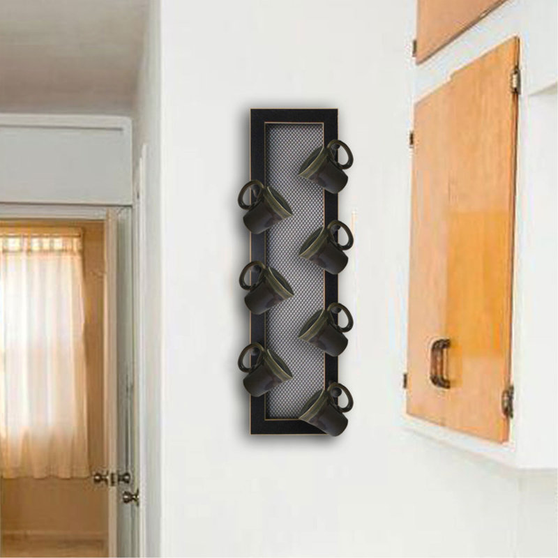 7-Peg Mug Rack by Millwork Engineering, Black Frame