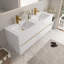Meuble-lavabo mural 60 po avec lavabo, armoire de rangement flottante avec comptoir en résine de pierre et tiroirs à fermeture en douceur 60 po