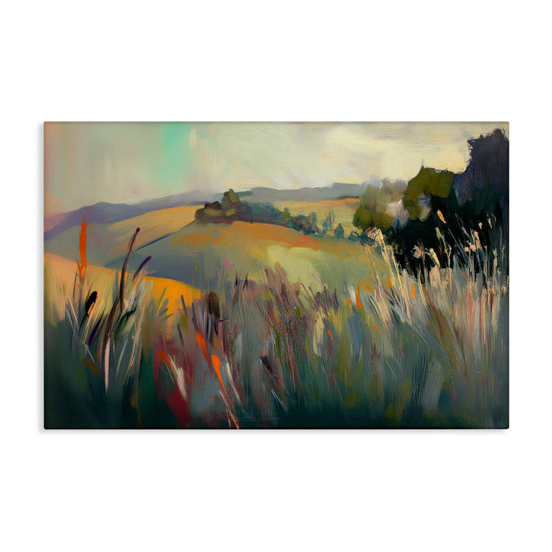 Toile Tranquil Plains Landscape, design par Elara Yasna, H 20 po x l 30 po