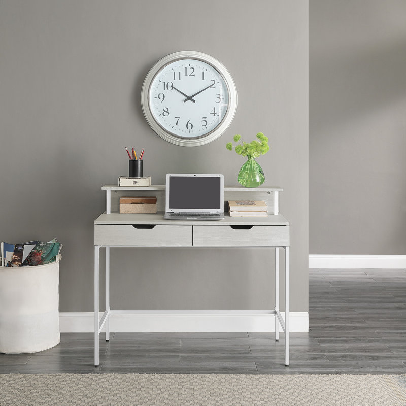 Metal Base Writing Desk, White