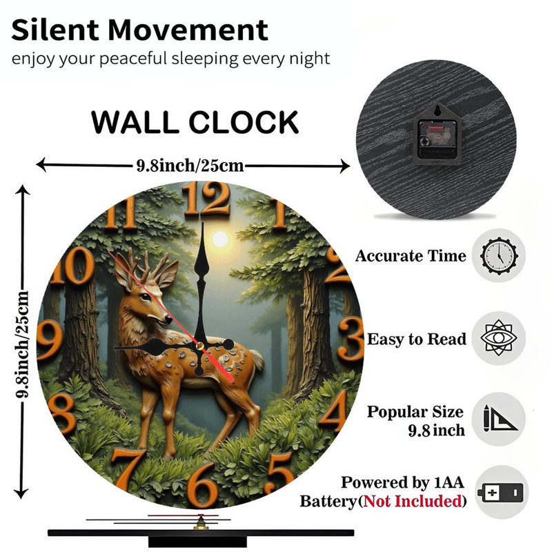 Horloge murale à thème cerf