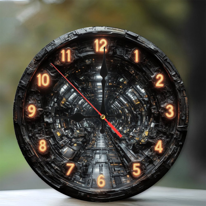 Tunnel d'horloge futuriste à chiffres lumineux