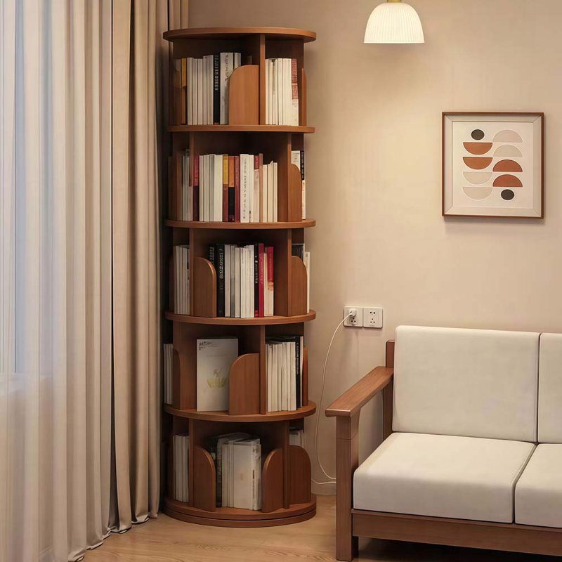 5 Tier Rotating Bookshelf, 360° Display Round Spinning Bookshelf, Space-Saving, Small Space Rotating Bookshelf Tower For Bedroom, Living Room, Home, Office