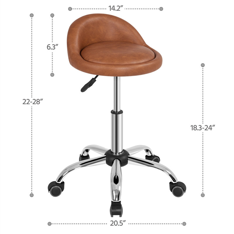 Alandus Swivel Upholstered Adjustable Height Counter Stool with Metal Frame, Brown
