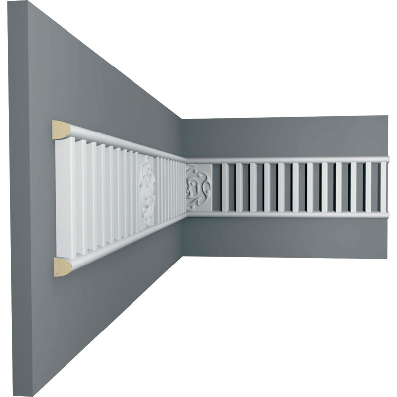 SAMPLE - Endurathane Repeat Holmdel Pierced Moulding, 3"H x 3/8"P x 12"L with 16" Repeat, Factory Primed