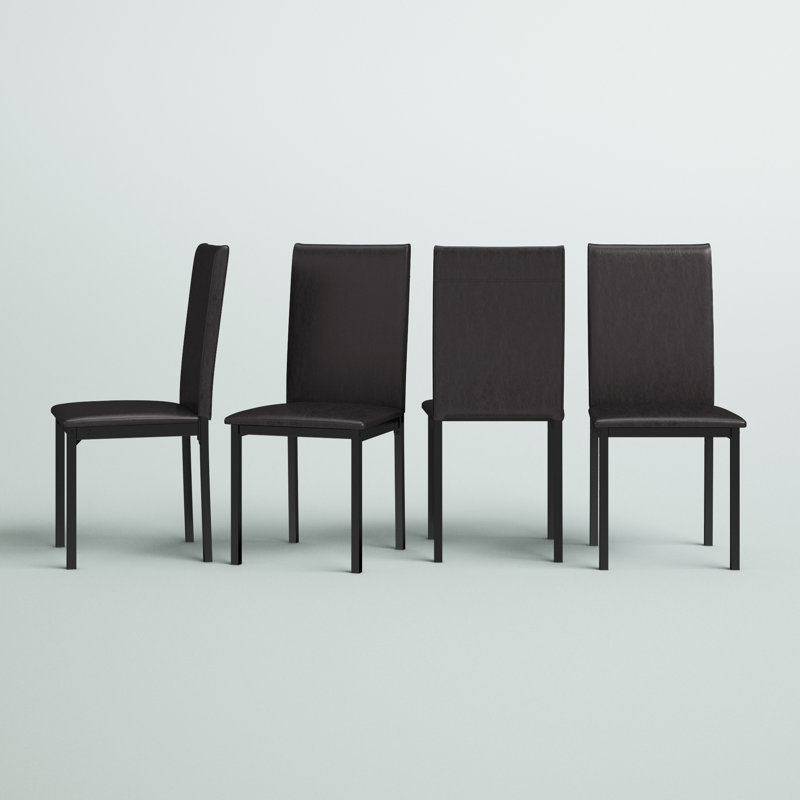 Mizell 18'' H Polyurethane Upholstered Side Chair, Black, Dark Brown