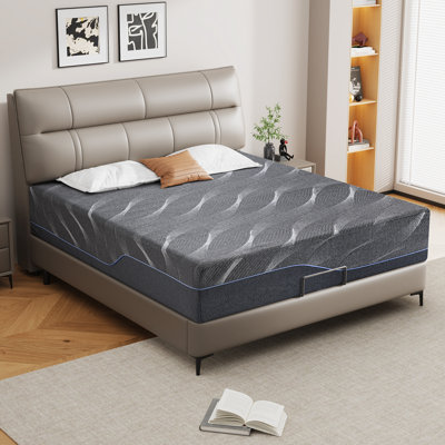 Gray Memory Foam Mattress With Green Tea & Bamboo Charcoal Infusion, Medium Firmness,Vacuum Compressed For Easy Storage, Suitable For All Sleeping Pos by Alwyn Home