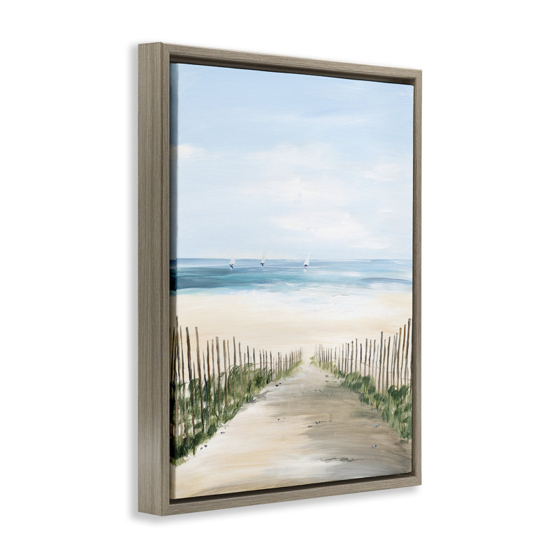 Cadre flottant entre une clôture de plage, design par Georgie Harrison, H 21 po x l 17 po, Cadre flottant orme Montalcino