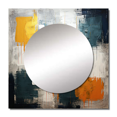 Bliss Of Happiness In Yellow And Blue VI - Abstract Collages Square Mirror Wall Decor For Bedroom