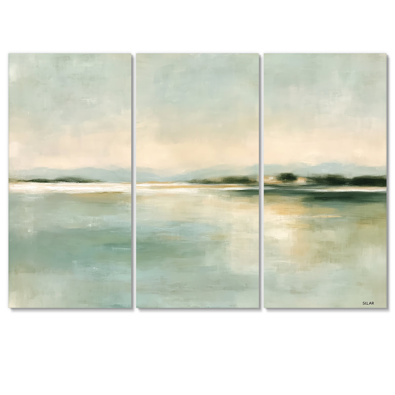 Vert et jaune matin rosée du lac Alice - ensemble d'art mural Vancouver, H 32 po x l 48 po, Toile tendue, Ne s’applique pas