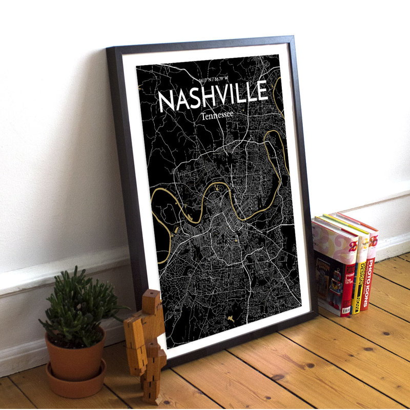 Nashville City Map - No Frame Print, 91.4cm H x 61cm W x 0.13cm D