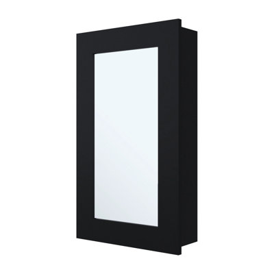 Armoire de rangement élégante pour salle de bain noire avec miroir et trois niveaux de médicaments et 3 tablettes pour améliorer l'organisation