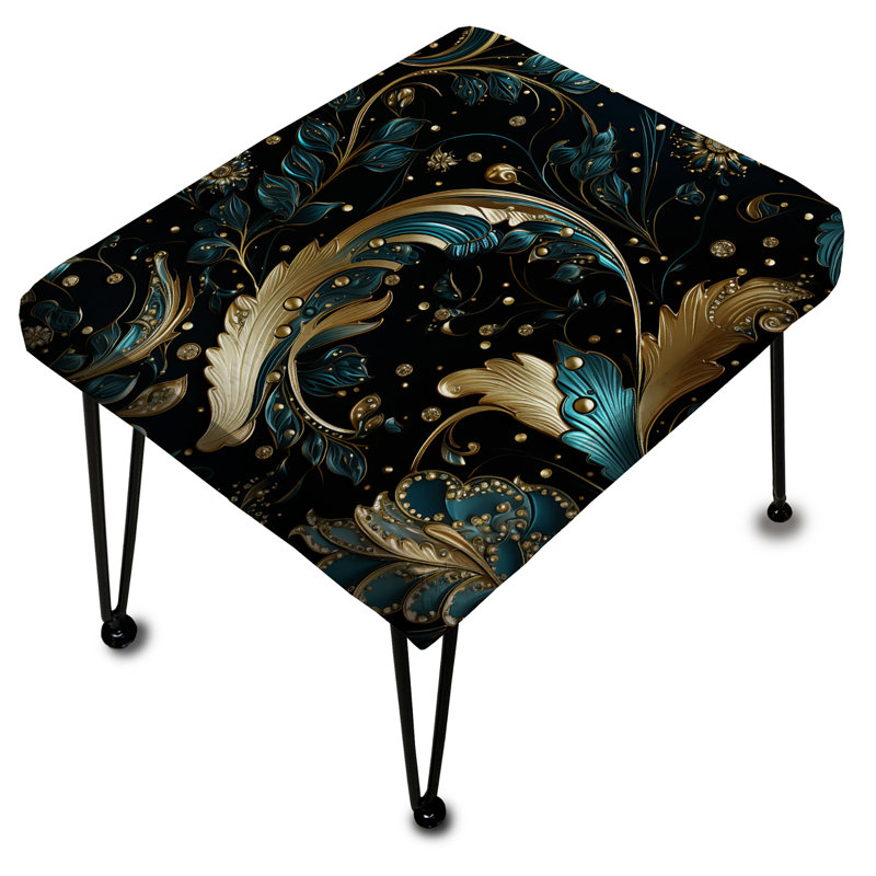 Motif cachemire doré de luxe - Repose-pieds rectangulaire à motif cachemire