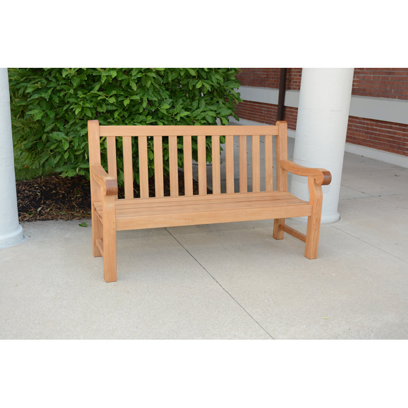 Theodore Teak Outdoor Commercial Bench, 38" H x 60" W x 28.25" D